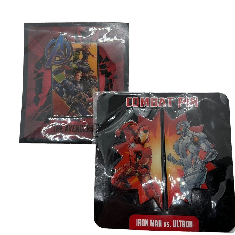 Marvel Pins Ironman VS Ultron & The Avengers Set of Two New Loot Crate Exclusive
